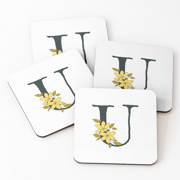 Item preview, Yellow floral U monogram designed and sold by Coffee Lifestyle.