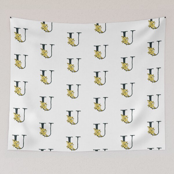 Item preview, Yellow floral U monogram designed and sold by Coffee Lifestyle.