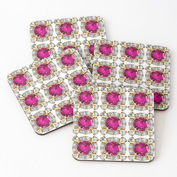 Item preview, Pink Gemstone Diamonds and Gold Pattern designed and sold by DigitalGemArt.