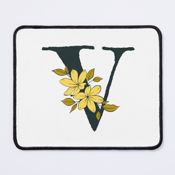 Item preview, Yellow floral V monogram designed and sold by Coffee Lifestyle.
