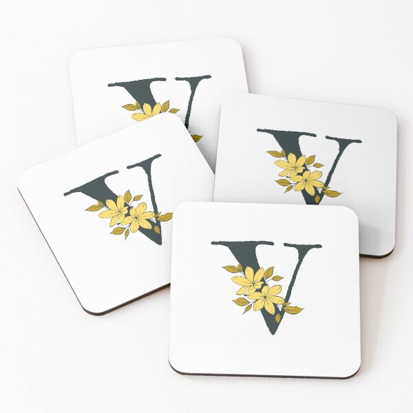 Item preview, Yellow floral V monogram designed and sold by Coffee Lifestyle.