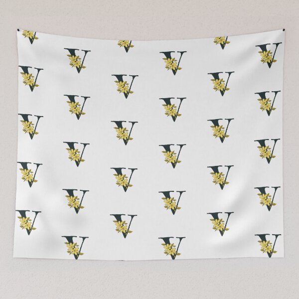 Item preview, Yellow floral V monogram designed and sold by Coffee Lifestyle.