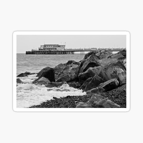 black and white view of Worthing pier Sticker