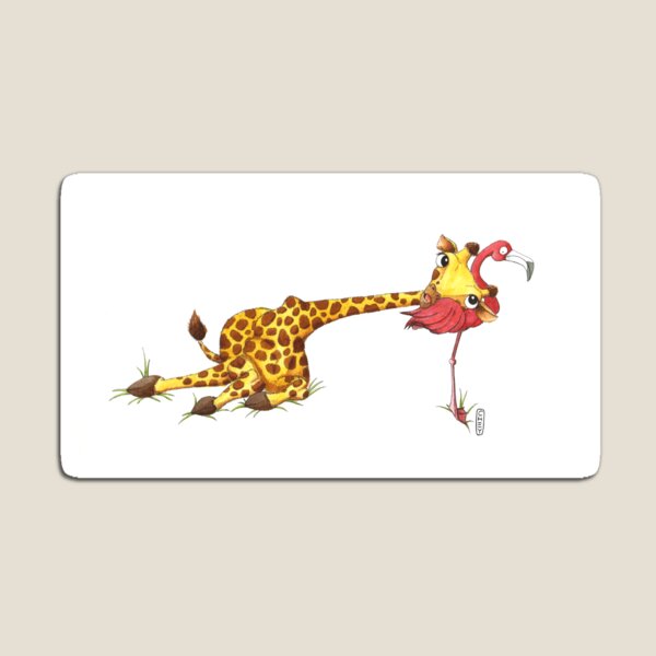 Giraffe and Flamingo Magnet