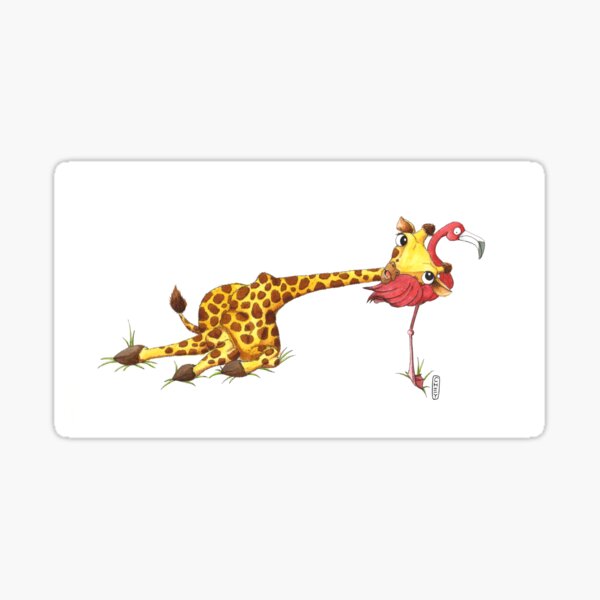 Giraffe and Flamingo Sticker