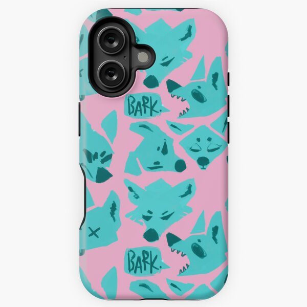 Item preview, moody dogs bark (pink and cyan wolf pattern) designed and sold by revioLATE.