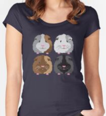 Vier Schweinchen (Meerschweinchen) Tailliertes Rundhals-Shirt