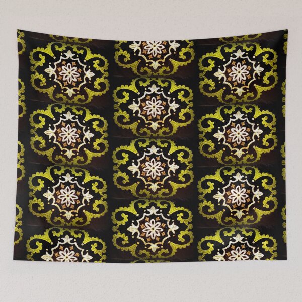 Item preview, Green, cream and nougat ornaments on black velvet  designed and sold by angel1.
