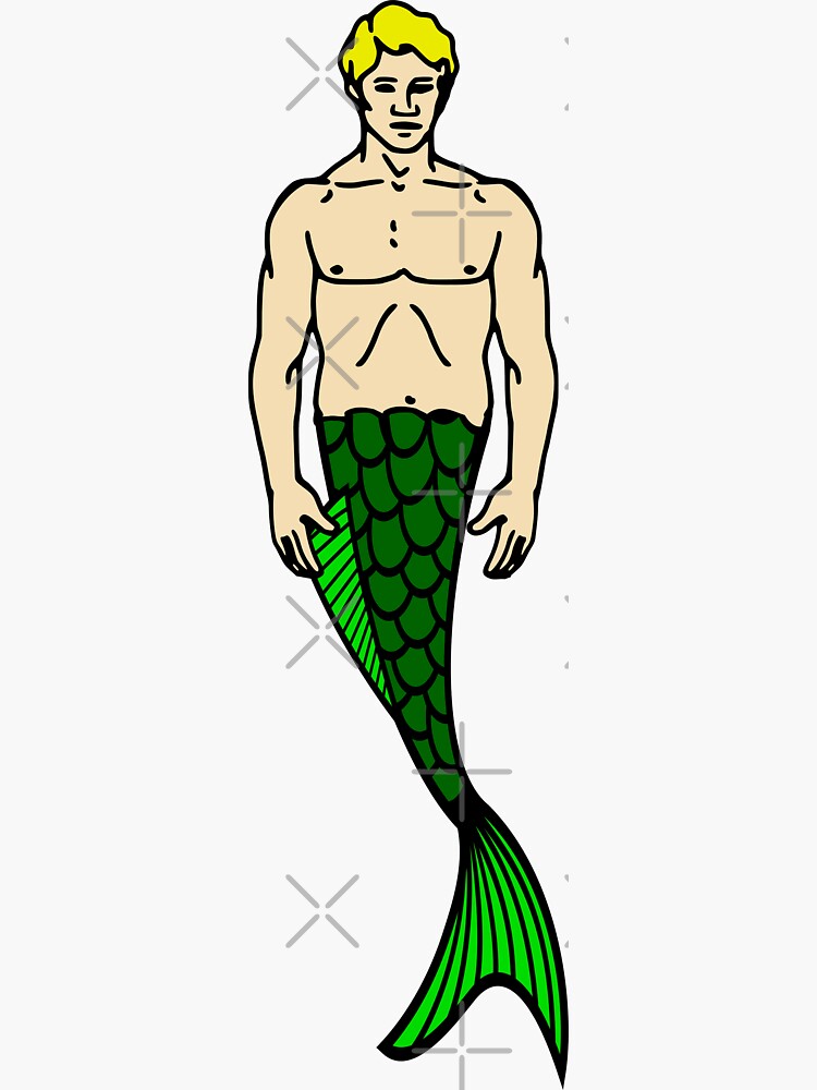 "halloween blonde merman funny mermaid" Sticker for Sale by gossiprag
