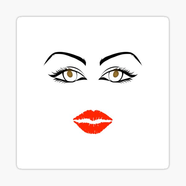 "Brown Eyes Red Lips" Sticker for Sale by nachoartdesigns Redbubble
