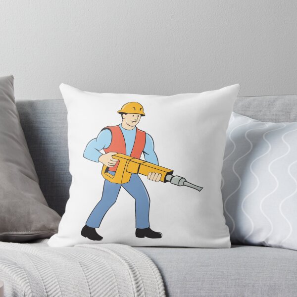 Item preview, Construction Worker Holding Jackhammer Cartoon designed and sold by patrimonio.