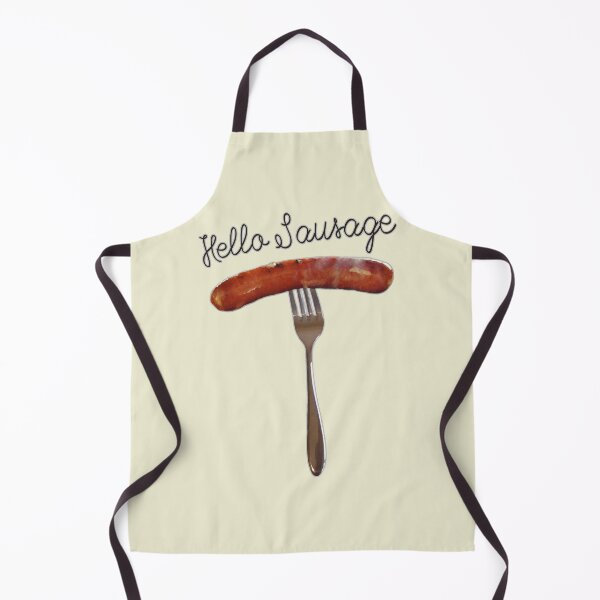 Item preview, Hello Sausage -sausage on a fork- friendly fun design designed and sold by tinytiger77.