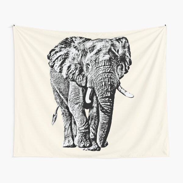 Bull Elephant Front-on View | African Wildlife Tapestry