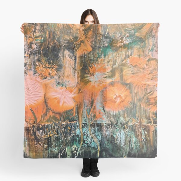 SLB Designs abstract orange flowers Scarf
