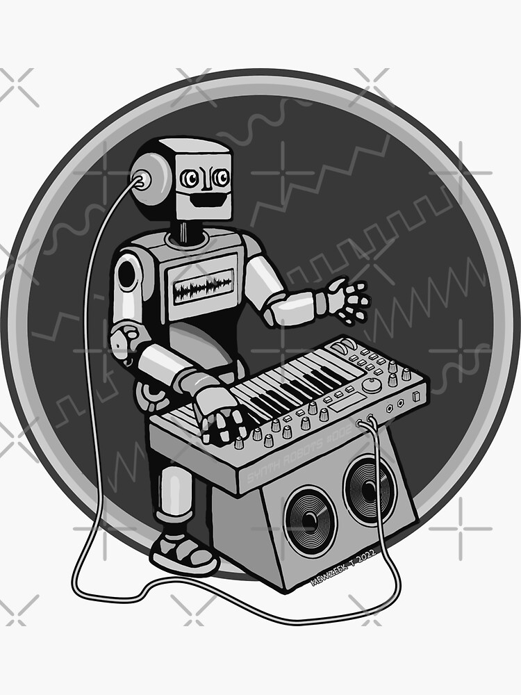 "Synth Robot Musician playing the Synthesizer" Sticker for Sale by