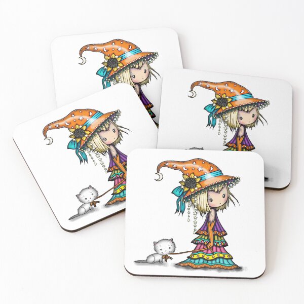 Item preview, Little Wanderer Witch with Cat Art designed and sold by Molly  Harrison.