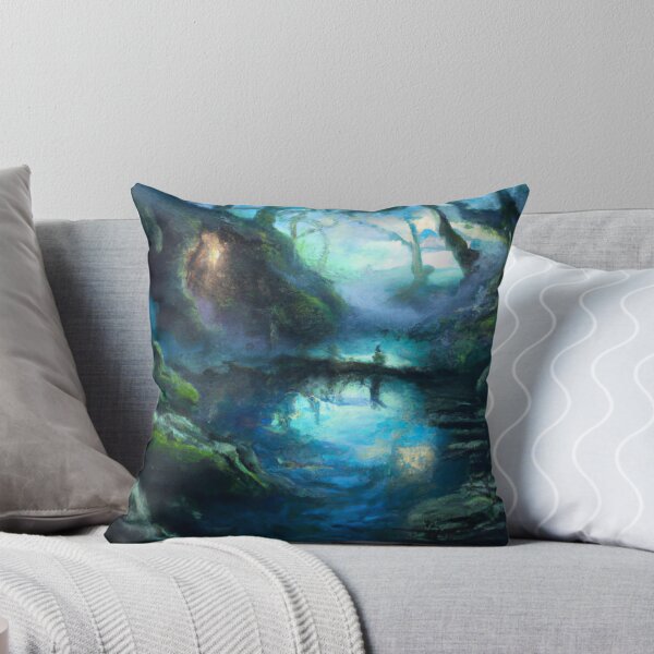 Item preview, Mysterious dark fantasy lake AI painting designed and sold by AiArtist01.
