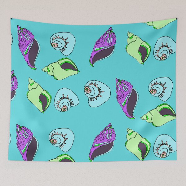 Item preview, Shells in bright colours with blue background  designed and sold by LynseysArtShop.