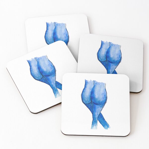 Item preview, Bright, bold blue womans body art painted in watercolour designed and sold by Chantellearts.