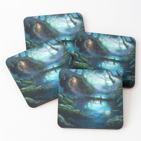 Item preview, Mysterious dark fantasy lake AI painting designed and sold by AiArtist01.