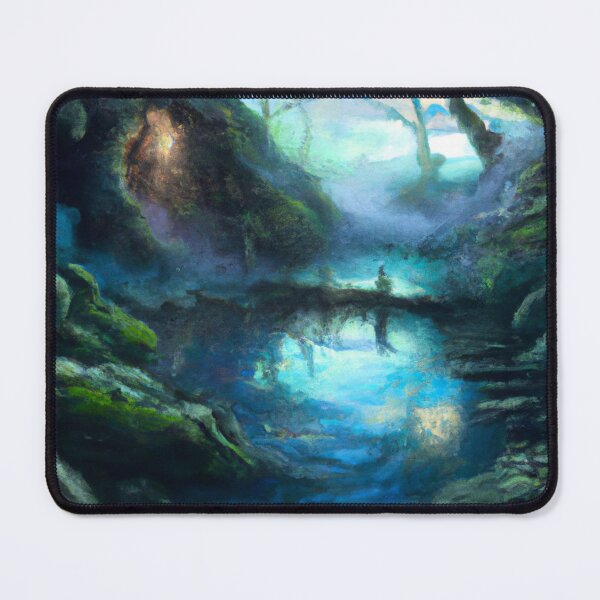 Item preview, Mysterious dark fantasy lake AI painting designed and sold by AiArtist01.