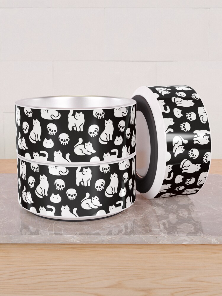 Alternate view of Cats and Skulls Pattern Pet Bowl
