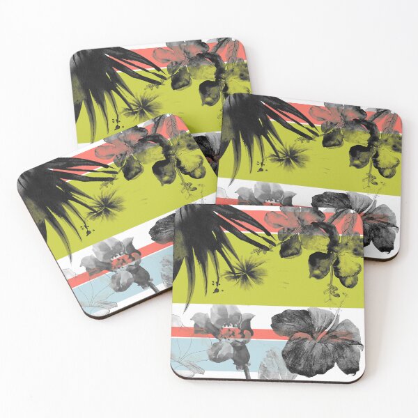 Artikelvorschau, Floraler Farbblock Dusty Blue Lime Coral entworfen und verkauft von Irena Orlov.