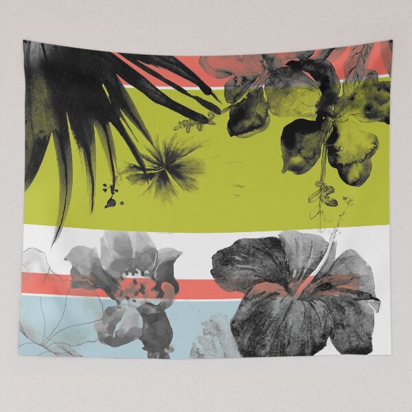 Artikelvorschau, Floraler Farbblock Dusty Blue Lime Coral entworfen und verkauft von Irena Orlov.