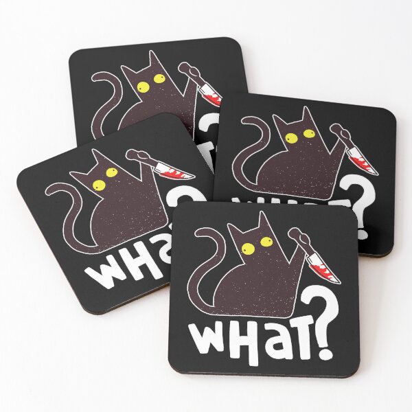 Item preview, Cat What Funny Black Cat Pun Murderous Cat With Knife Fun Lazy Halloween Idea designed and sold by Countrysmart.