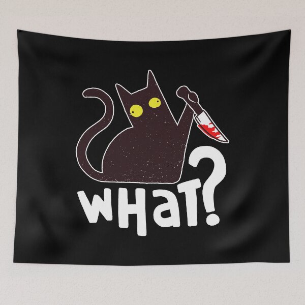 Item preview, Cat What Funny Black Cat Pun Murderous Cat With Knife Fun Lazy Halloween Idea designed and sold by Countrysmart.