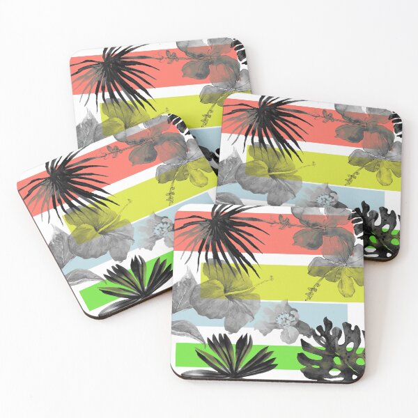 Artikelvorschau, Blumen-Farbblock Dusty Blue Lime Coral 5 entworfen und verkauft von Irena Orlov.
