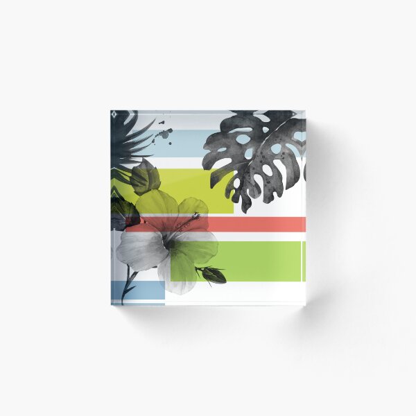Item preview, Floral Color Block Dusty Blue Lime Coral 7 designed and sold by Irena Orlov.