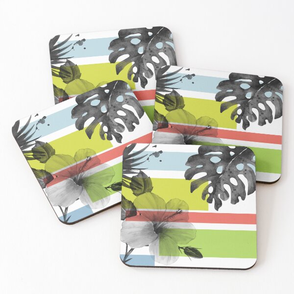 Artikelvorschau, Blumen-Farbblock Dusty Blue Lime Coral 7 entworfen und verkauft von Irena Orlov.