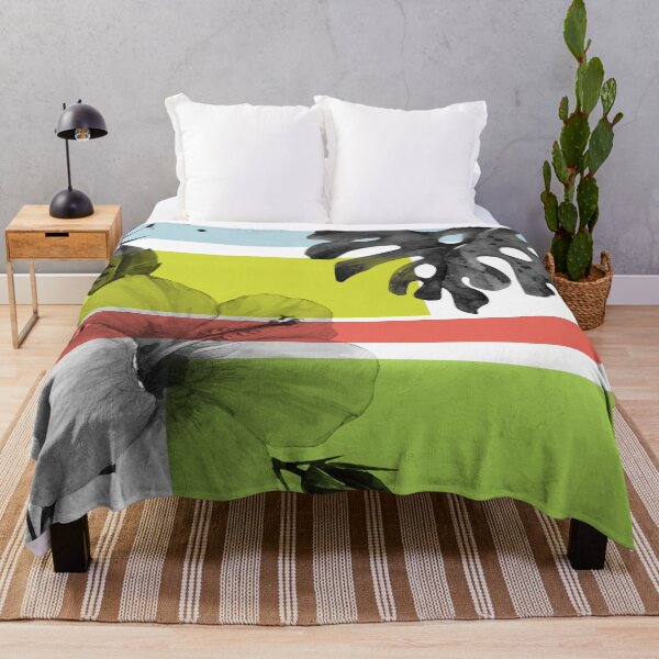 Artikelvorschau, Blumen-Farbblock Dusty Blue Lime Coral 7 entworfen und verkauft von Irena Orlov.