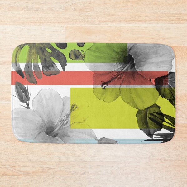 Item preview, Floral Color Block Dusty Blue Lime Coral 8 designed and sold by Irena Orlov.