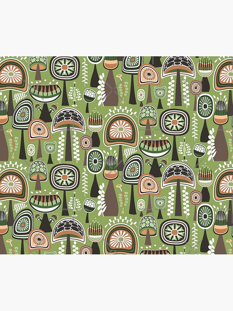 Earthy Mid Century Modern Mushroom Pattern by SavvySilverArt
