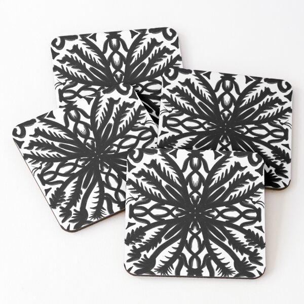 Item preview, Dragon Eyes Bold Black White Spiky Vine Thistle Tattoo Style Pattern Symmetry  designed and sold by ArticLotusShop.