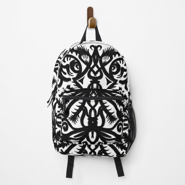 Item preview, Dragon Eyes Bold Black White Spiky Vine Thistle Tattoo Style Pattern Symmetry designed and sold by ArticLotusShop.