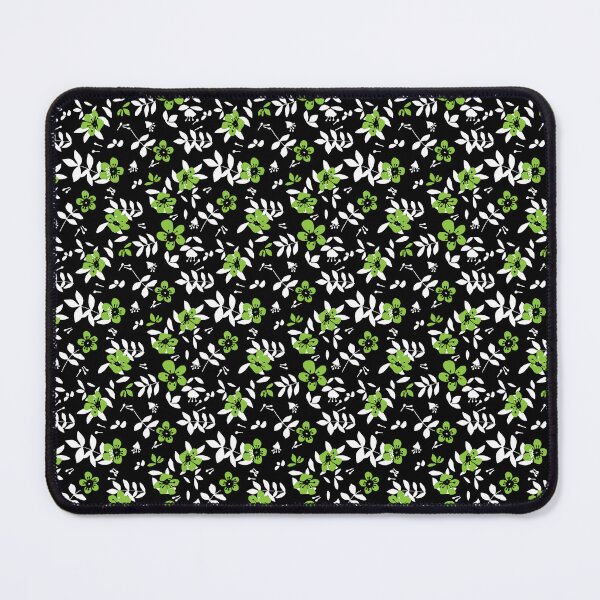 Item preview, Floral Green on Black-graphic abstract pressed flowers, green, black and white designed and sold by Stephanie J Lewis.