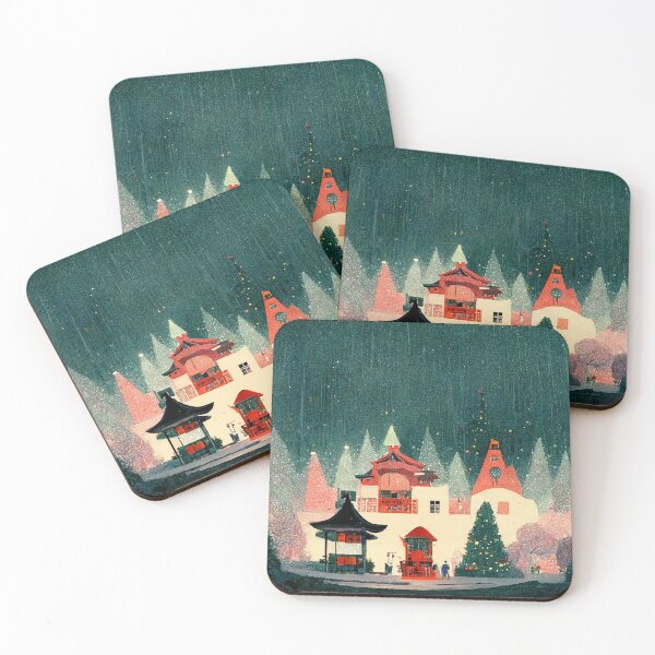 Item preview, Christmas village, studio Ghibli style designed and sold by PeanutArtCorner.