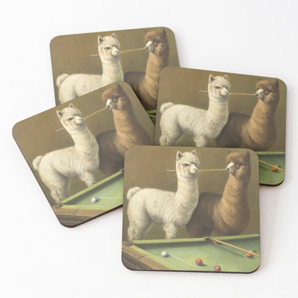 Item preview, Two Alpacas Playing Billiards designed and sold by Zestpond.