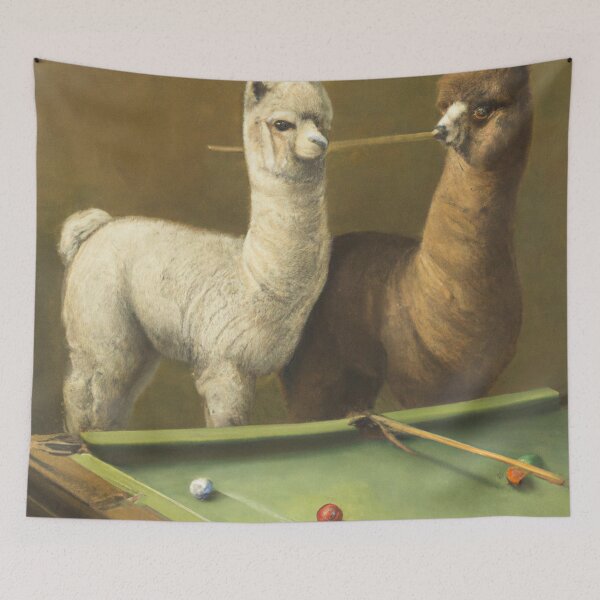 Item preview, Two Alpacas Playing Billiards designed and sold by Zestpond.