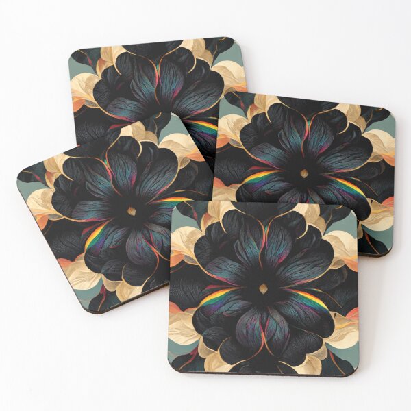 Item preview, Black Rainbow Floral Seamless Textile Pattern designed and sold by Alladin7.