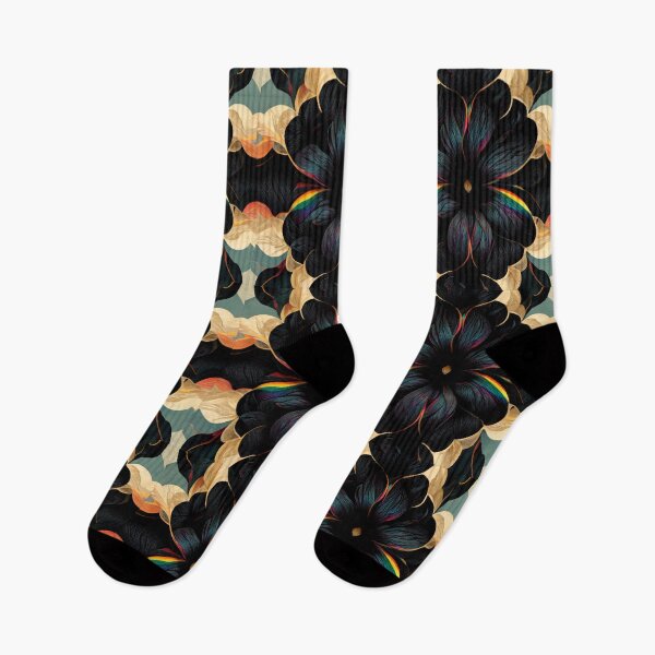 Item preview, Black Rainbow Floral Seamless Textile Pattern designed and sold by Alladin7.
