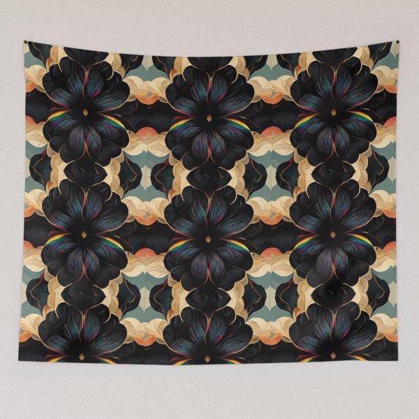 Item preview, Black Rainbow Floral Seamless Textile Pattern designed and sold by Alladin7.