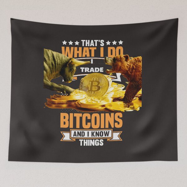 Aperçu de l'œuvre Cadeau amusant pour trader en crypto-monnaie, cadeau unique pour trader en Bitcoin, cadeau pour papa, mari, petit ami, marché baissier et haussier du Bitcoin créée et vendue par TradingTeesKids.