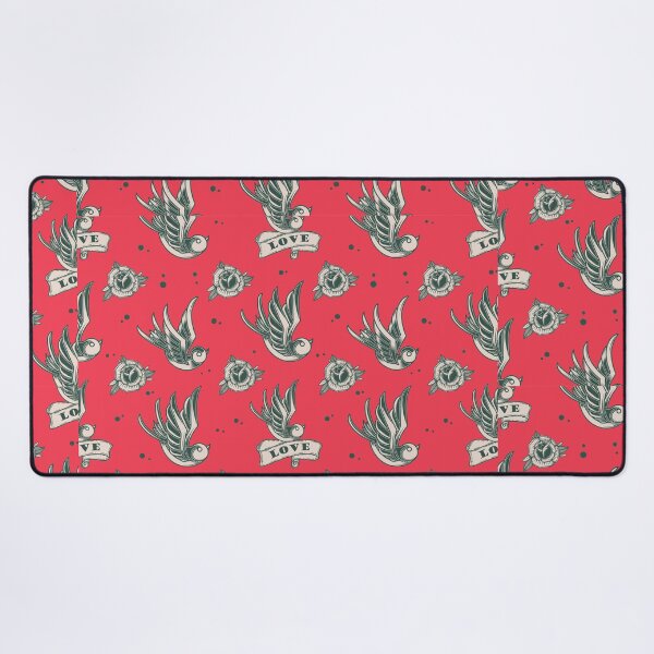 Item preview, Old School Tattoo Pattern, American Traditional, Red, Roses, Love, Bird, Vintage, Retro, designed and sold by babivilelashop.