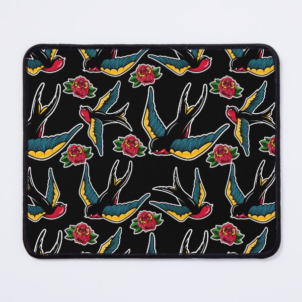 Item preview, Old School Tattoo Pattern, American Traditional, Black, Roses, Love, Bird, Vintage, Retro, designed and sold by babivilelashop.