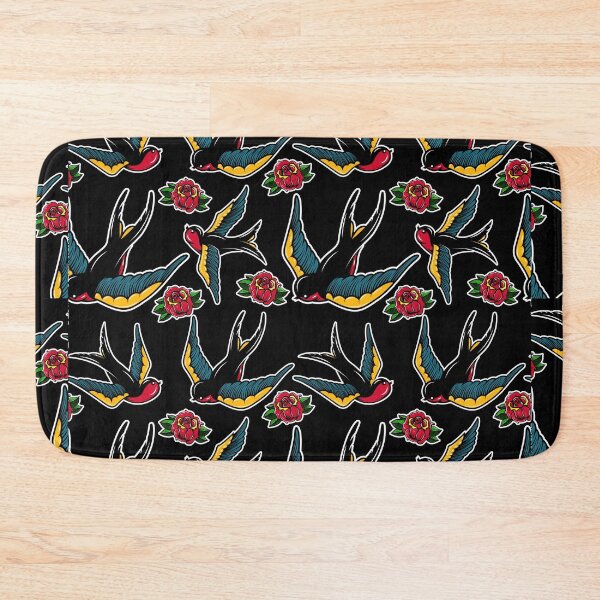 Item preview, Old School Tattoo Pattern, American Traditional, Black, Roses, Love, Bird, Vintage, Retro, designed and sold by babivilelashop.