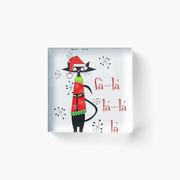 Item preview, MCM Mid Century Atomic Christmas Cat in his Christmas Cat sweater- cat lover gift designed and sold by BossAtomic.